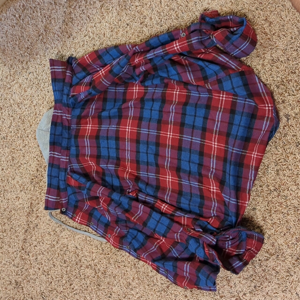 Flannel Hoodie Button Up | Men's M | OBO - Picture 3 of 4